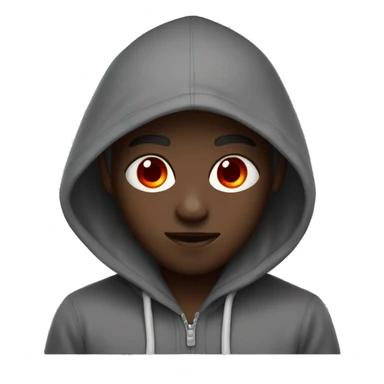 Black boy with hoodie on, red eyes sticker