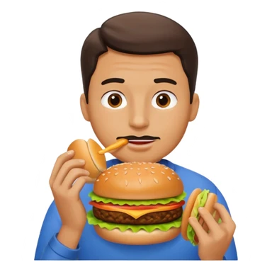 man eating a hamburger sticker