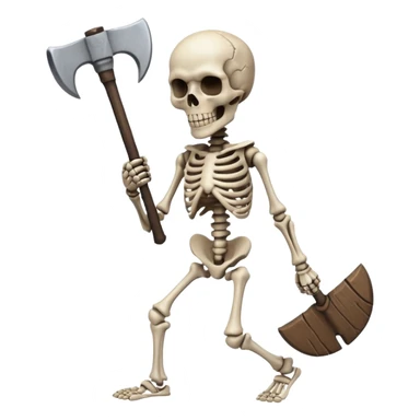  skeleton with axe  sticker