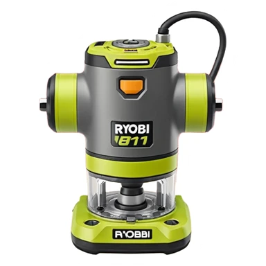 ONE+ 18V Cordless Compact Fixed Base Router RYOBI with gray base with battery sticker