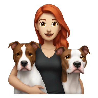 Woman with red hair and her Black and white pitbull  sticker