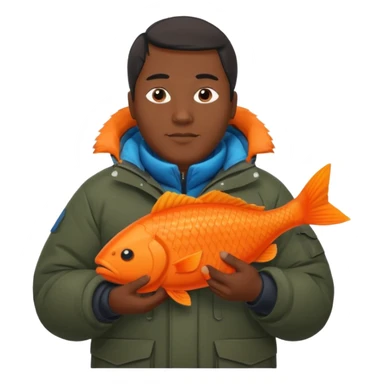 inuit man with orange fish sticker
