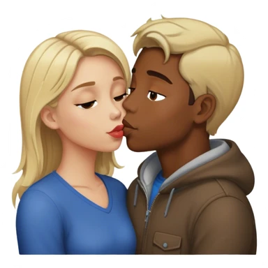 kiss boy brunet skin medium dark and girl blonde sticker