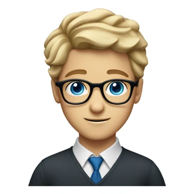 Dark blonde blue eyes studious Jewish boy with glasses  sticker