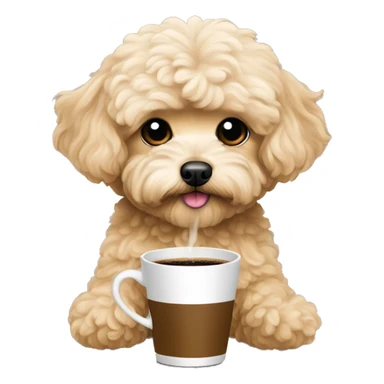 Beige Maltipoo drinking coffee sticker