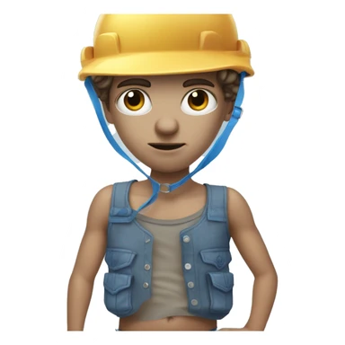 dumb boy with penci in nose and blue helmet with diaper on outside of jorts sticker