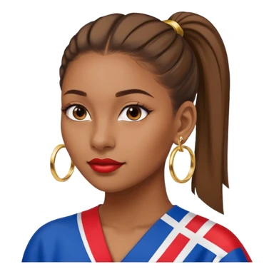 A brown skin girl with a slick ponytail and edges with a Dominican flag sticker