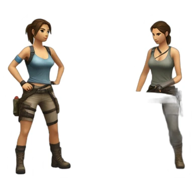 Lara Croft qui fait du ping pong avc Nathan Drake sticker