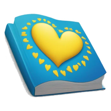 yellow-blue heart on the cover of the book sticker