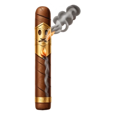 Emoji-style cigar icon, dark brown wrapper, subtle smoke, minimalistic, clean silhouette, metal details, no gold details sticker