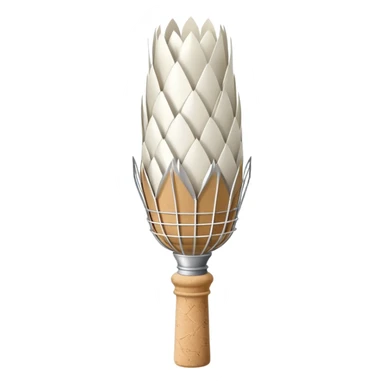 badminton shuttlecock with white feathers and cork base sticker
