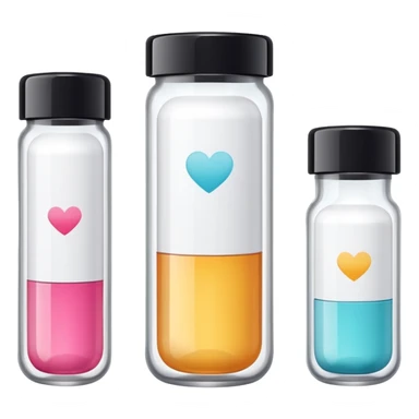 emoji of beauty tubes and jar with brand labels, minimalistic design sticker
