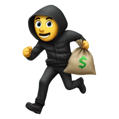 The thief runs with a bag of money on his back sticker