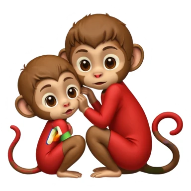 Boy and girl monkey kissing sticker