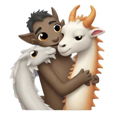 A dragon cuddling a lama sticker
