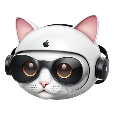 Apple Vision Pro 9 VR headset with cat logo on it  sticker