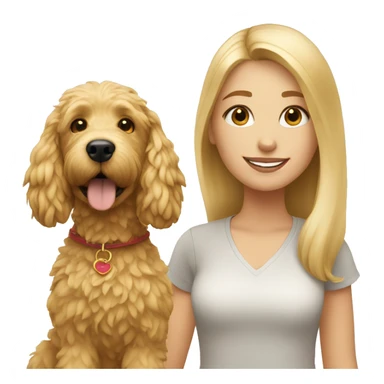 blonde girl with golden doodle dog sticker