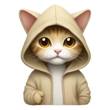 Sand color Cat wearing a hoodie with a mushroom on it  sticker