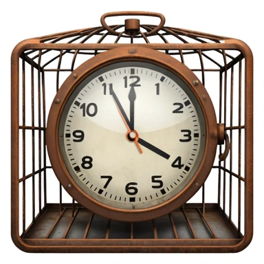 clock trapped inside a metal cage sticker