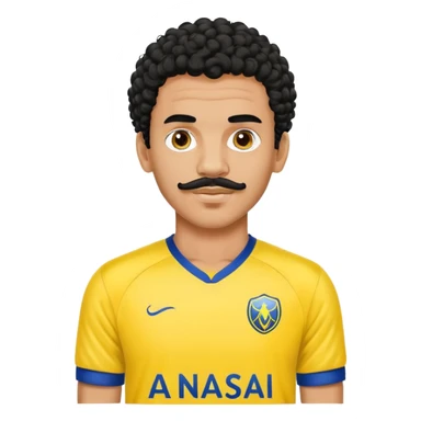 Chico trigueño con el pelo rizo negro bigotes estilo Chris brown con la jersey del Al Nassr sticker