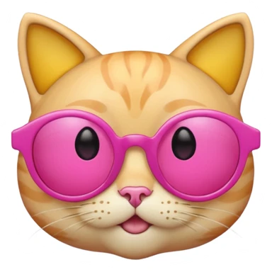 make a yellow circle face emoji with diva sun glasses that are like bright pink cat eye and like long lashes and the hand tilting the sunglaggeses dsown sticker