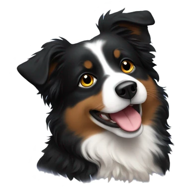 Small black australian shepherd dog with moon and stars  sticker