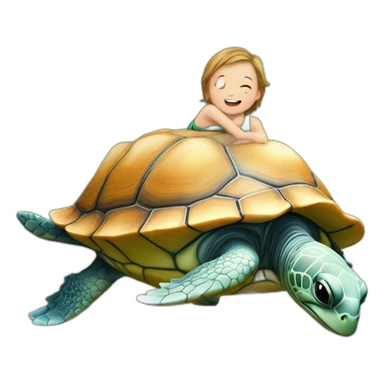 Dauphin sur le dos d'une tortue sticker