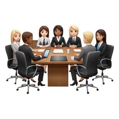 a group of coworkers in meeting room in long rectangular table sticker