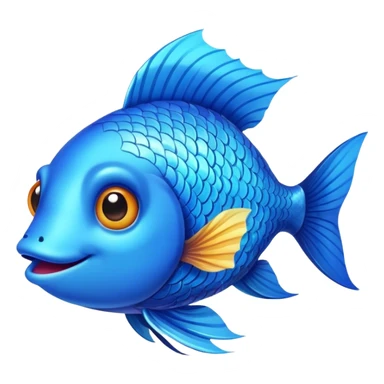 blue happy fish directly from the side looking left opposite sticker