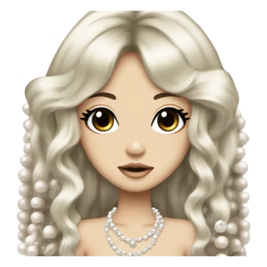 mermaid hime gyaru girl, dark hair with pearls sticker