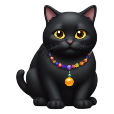 fat black cat with a bead sticker