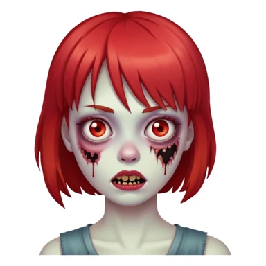 Garota de franja ruiva zombi emoji iOS 18 sticker