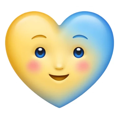 heart with soft gradient of blue and yellow colors, bright and cute emoji style sticker