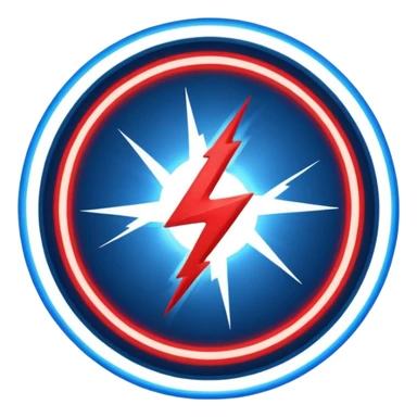 Red and blue lightening in a circle shape with effects like real lightening  sticker