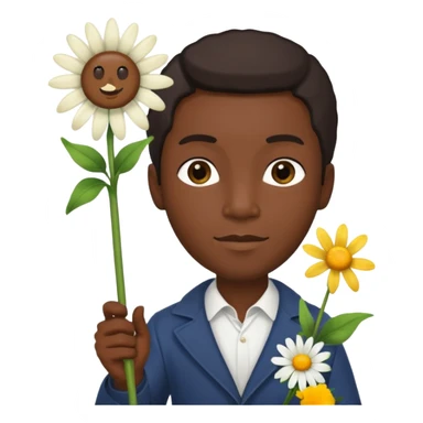 black man with daisy, scepter sticker