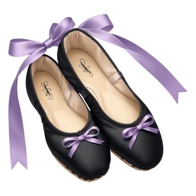 cinematic-realistic-ballet-shoes,-soft-satin-black-pointe-shoes-with-delicate-ribbons,-resting-gently-on-a-polished-wooden-floor,-subtle-creases-in-the-fabric,-glowing-under-the-warm-golden-light-of-a-rehearsal-studio,-evoking-ele sticker