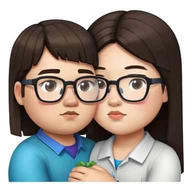 fat steve from minecraft kissing a short asian girl with glasses sticker