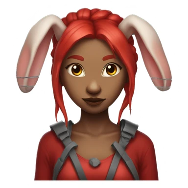 Red horned bunny girl with a barbed wire halo sticker