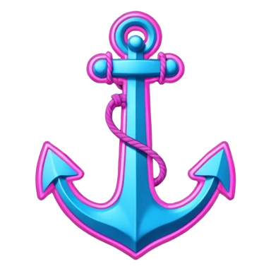 A cyberpunk neon sign with an anchor on it sticker