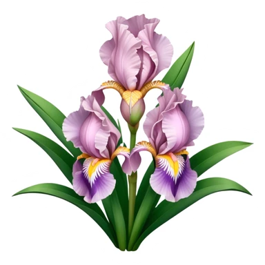 big bouquet Soft Pink Iris, luxuriant, leaf, bud sticker