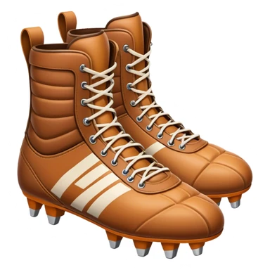 Cinematic Realistic image of a pair of rugby boots, showcasing sturdy leather construction, detailed cleat patterns and textured surfaces, illuminated by vibrant outdoor lighting that captures their athletic purpose sticker