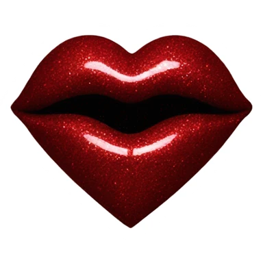 glittery dark red heart with lips underneath  sticker