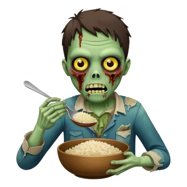 Zombie eating rice  sticker