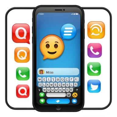 phone with open messenger app, new message visible, colorful accents sticker