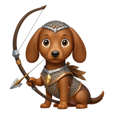 brown and tan dachshund wearing chainmail with bow and arrow  sticker