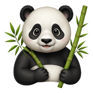 smiling panda holding bamboo sticker
