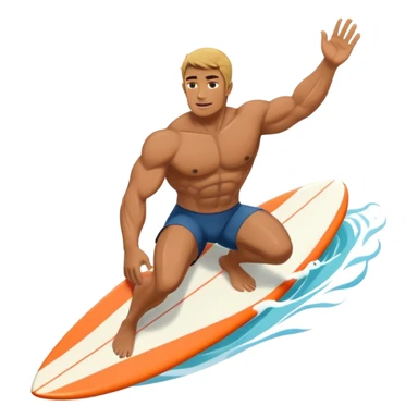 a muscled and nice man surfing in the pacific sticker