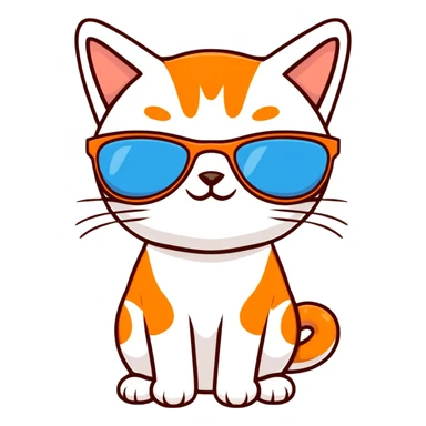 orange Cat with sunglasses sticker