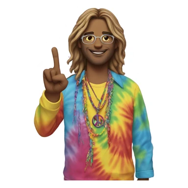 Hippie holding a peace sign sticker