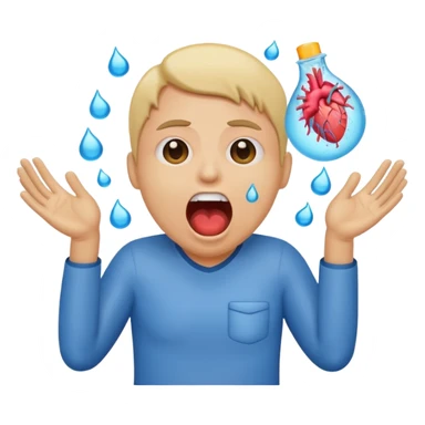 GEEEEKED Black Enzyme Emoji screaming WATERRR while holding an endocrine system emoji sticker